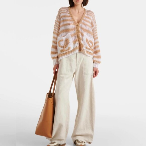 Loewe Anagram Wool-blend White/Camel Cardigan - Picture 1 of 13